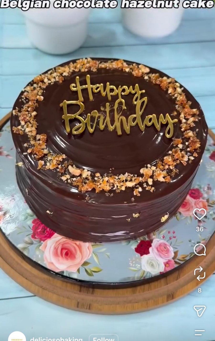 Eggless Belgian chocolate hazelnut cake Happy Birthday